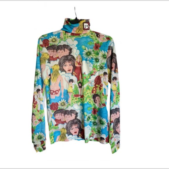 PRADA MENS FLASH BACK PRINT TURTLENECK TOP SHIRT Blouse SMALL - Picture 3 of 14